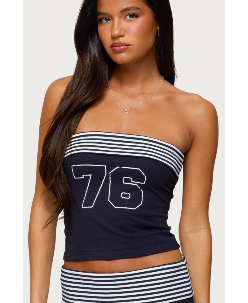 Women's 76 Stripey Fold Over Tube Top