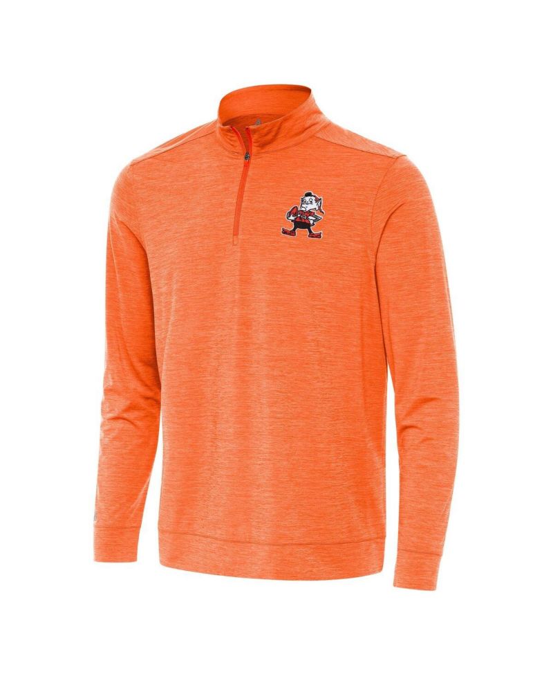 Men's Heather Orange Cleveland Browns Bright Quarter-Zip