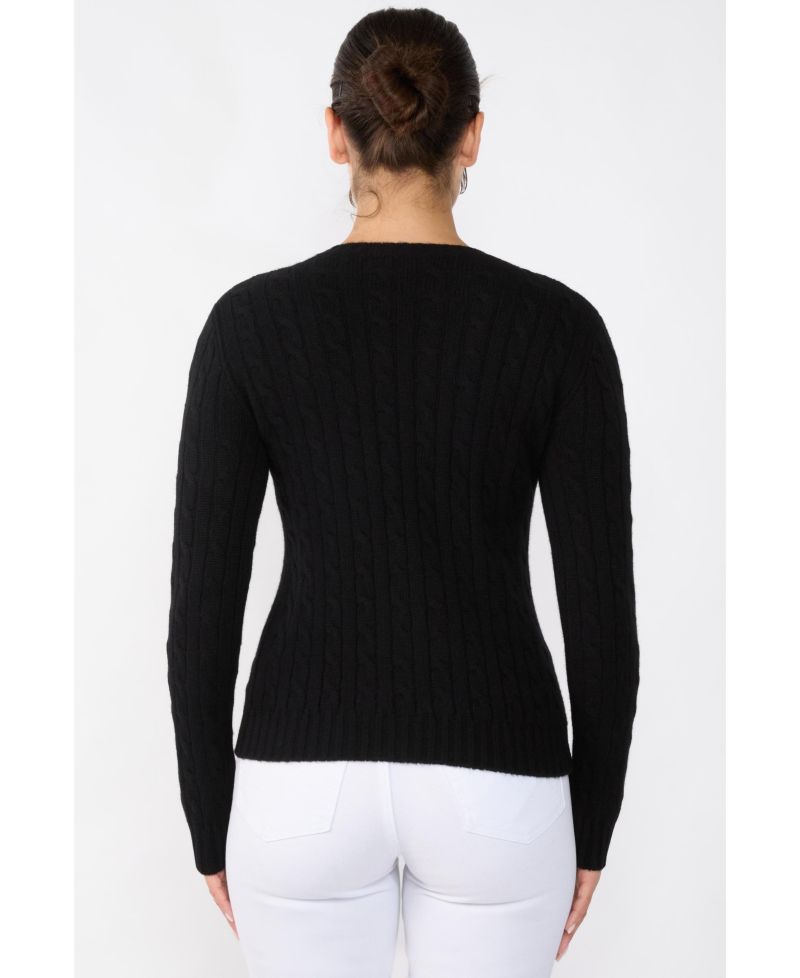 Women's 100% Cashmere Crewneck Sweater | Chuncky Cashmere Cable-knit Sweaters