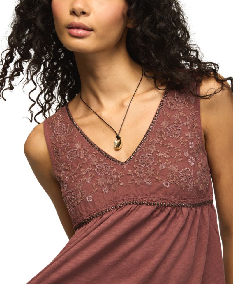 Women's Embroidered Stud V-Neck Tank Top