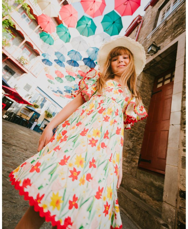 Big Girls Viscose Daffodil Print Dress