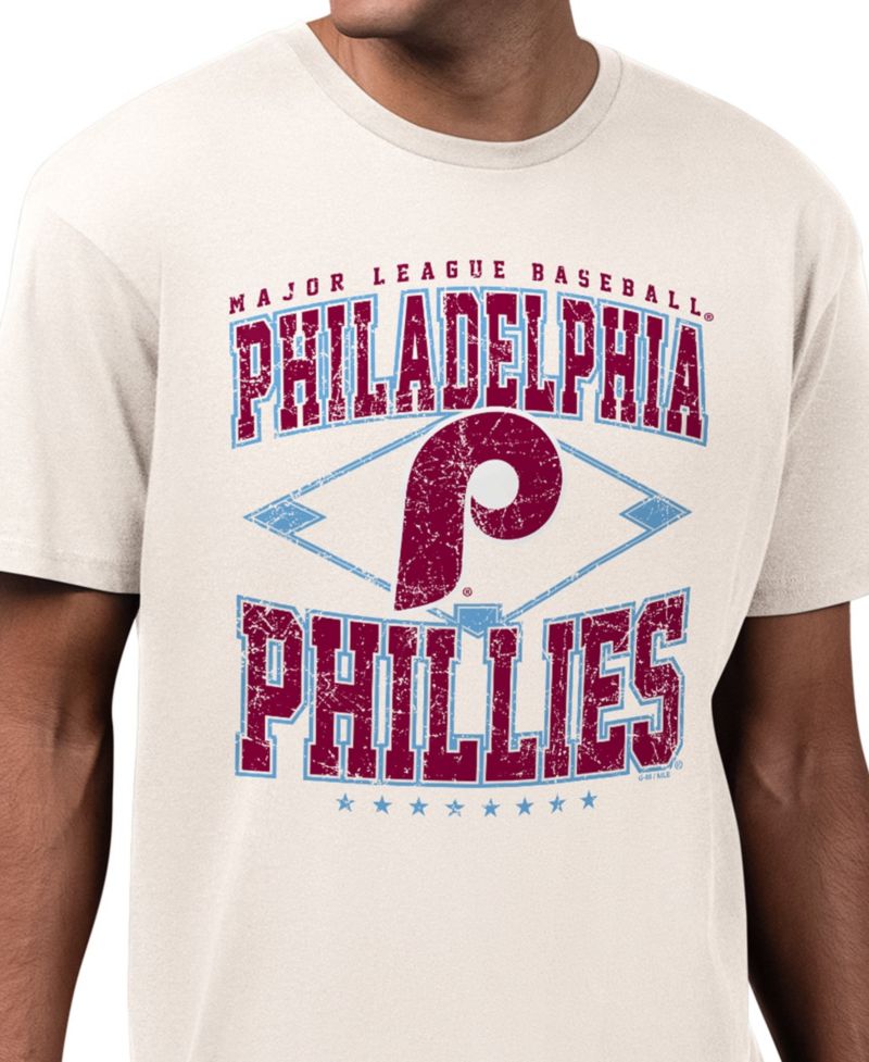 Men's Cream Philadelphia Phillies Distressed Cooperstown Diamond T-Shirt