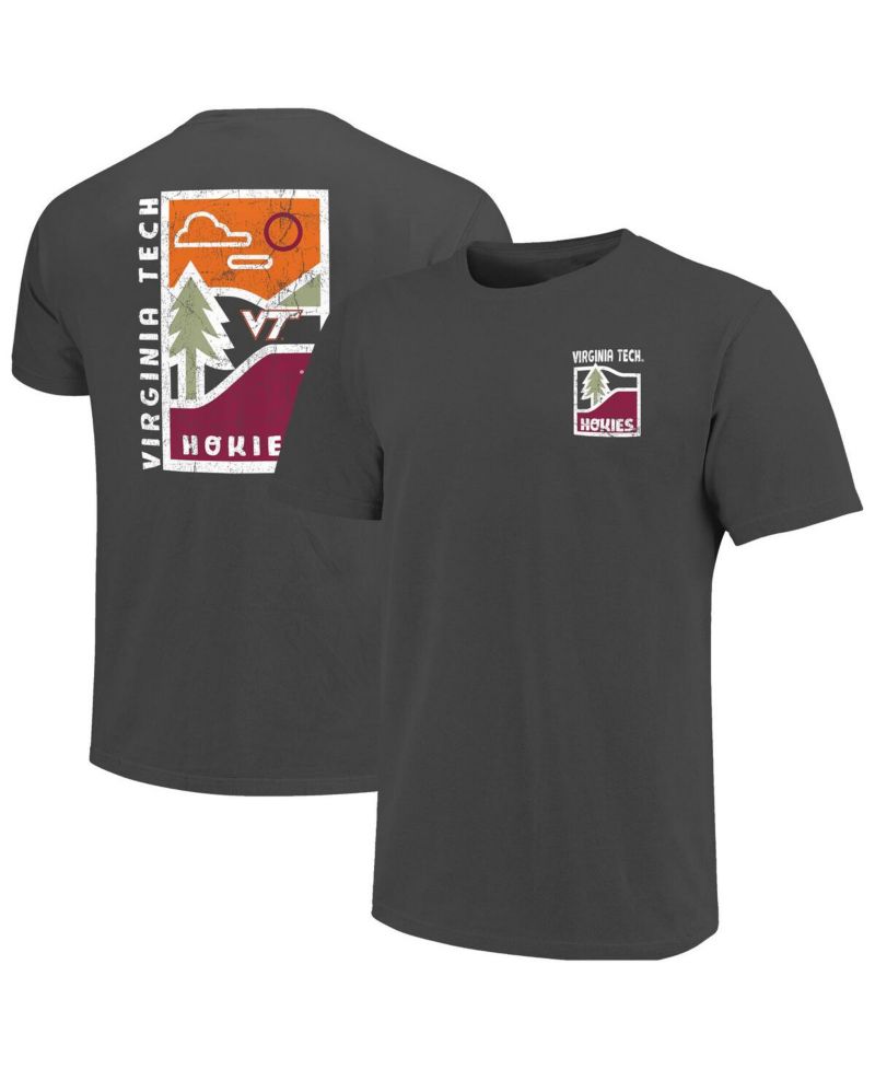 Men's Graphite Virginia Tech Hokies Comfort Colors Minimal Vista Distressed Graphics T-Shirt