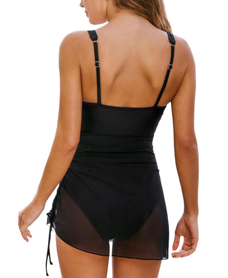 Women's V-Neck Adjustable Straps Swim Dress