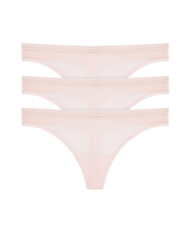 Women's 3-Pack Sheer Stripe Cotton-Gusset Thong