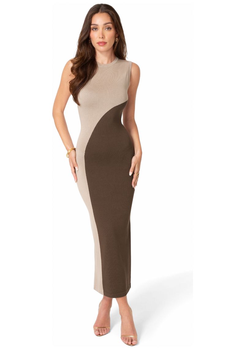 Women's Colorblock Sleeveless Maxi Dress