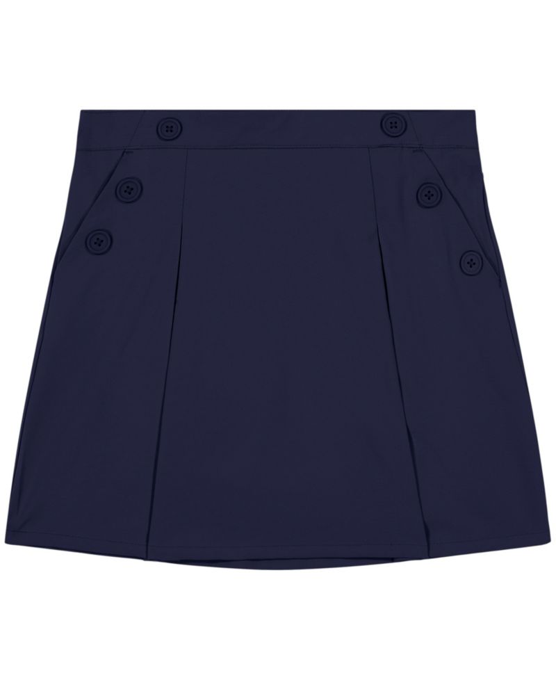Little Girls Uniform Button Pockets Elastic Waist Scooter Skorts