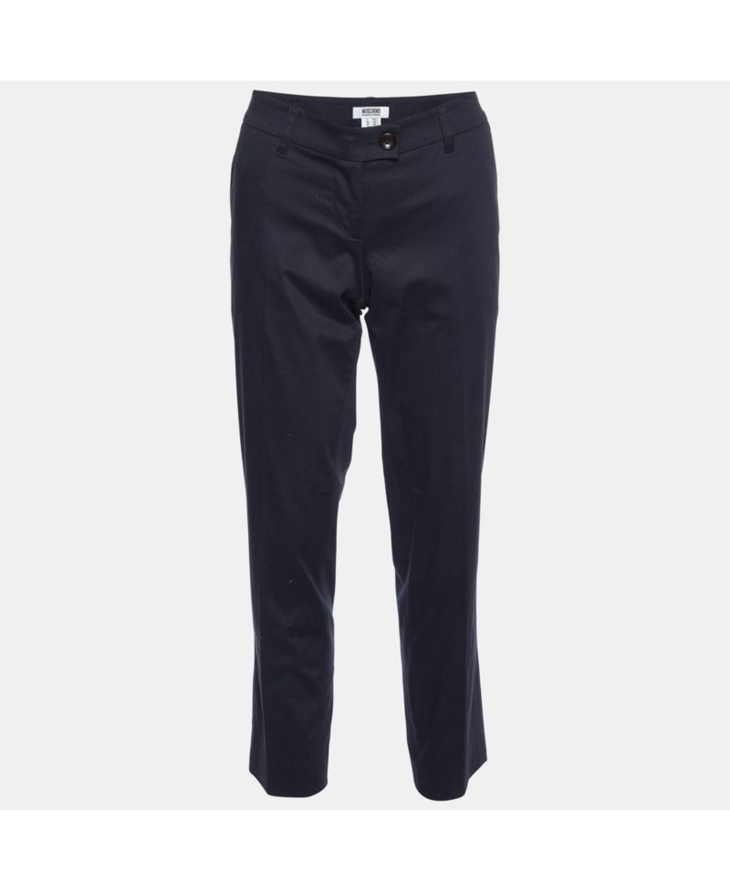 Women's Cheap And Chic Black Cotton Tailored Trousers