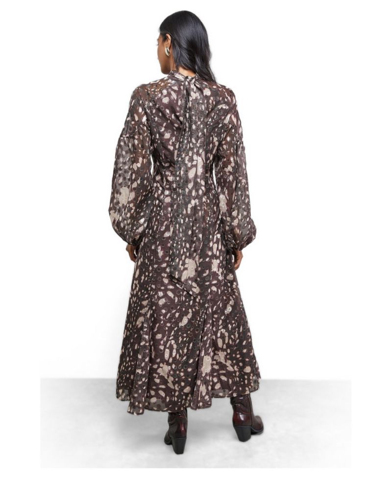Women's Paisley Burnout Spot Godet Midi Dress