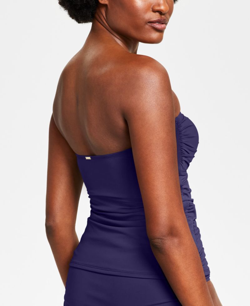 Twist-Front Ruched Tankini Top and High Waistband Bottoms