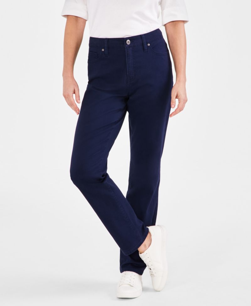 Women's Straight-Leg High Rise Twill Pants