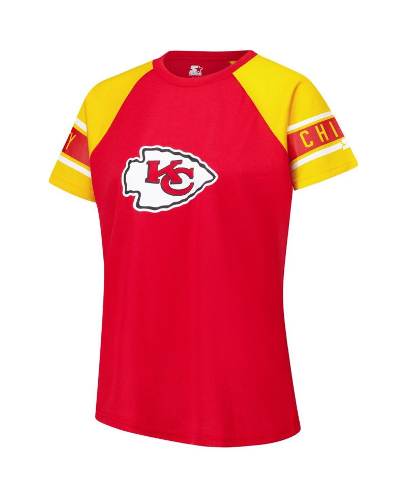 Women's Red Kansas City Chiefs 1st Rounder Color Block Raglan Top