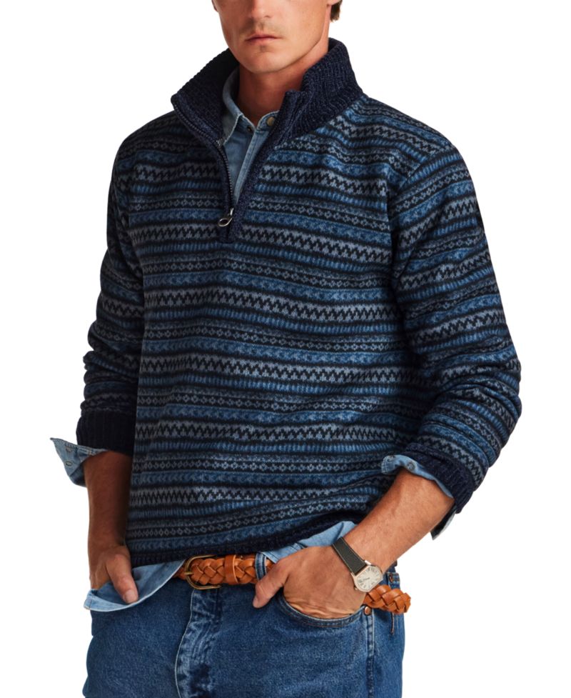 Men's Chenille Nordic Quarter-Zip Sweater