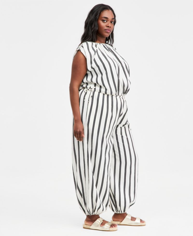 Trendy Plus Size Emma Striped Balloon-Leg Pants