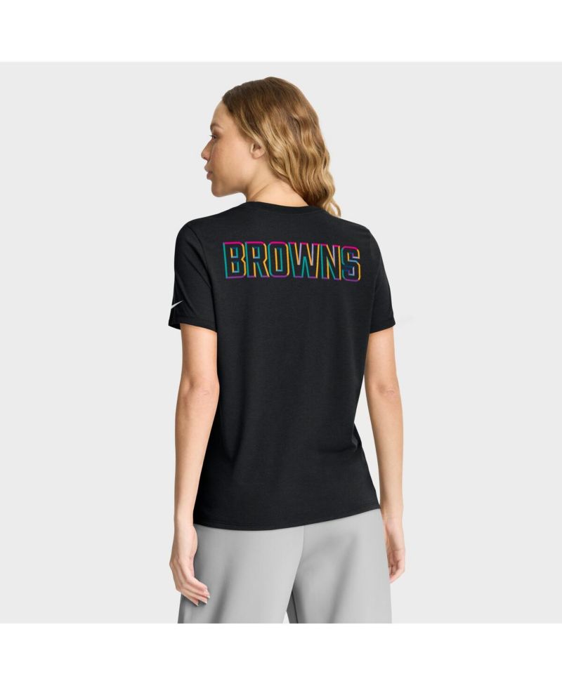 Women's Black Cleveland Browns 2025 NFL Crucial Catch Tri-Blend Dri-FIT T-Shirt