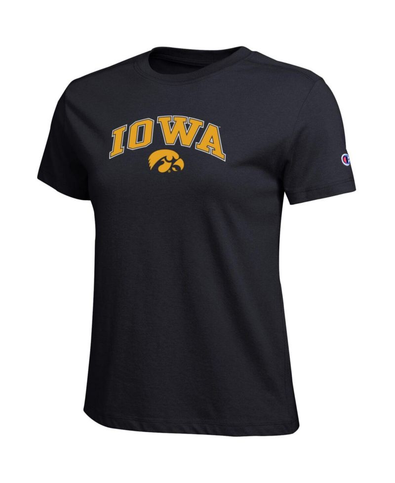 Women's Black Iowa Hawkeyes Arched Over Logo T-Shirt