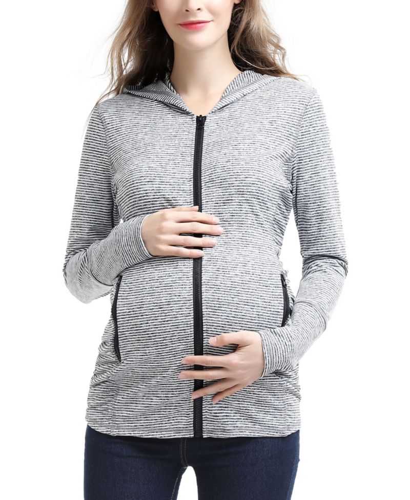 Maternity Striped Hooded Active Jacket