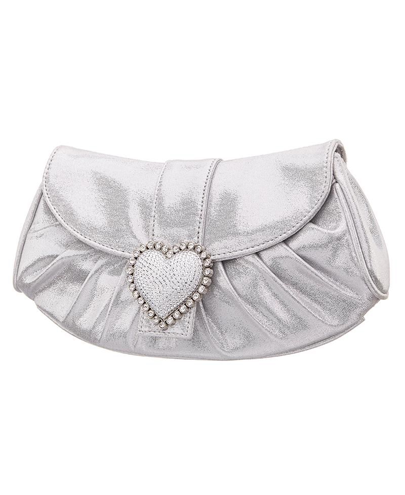 Crystal Heart Adorned Clutch Handbag