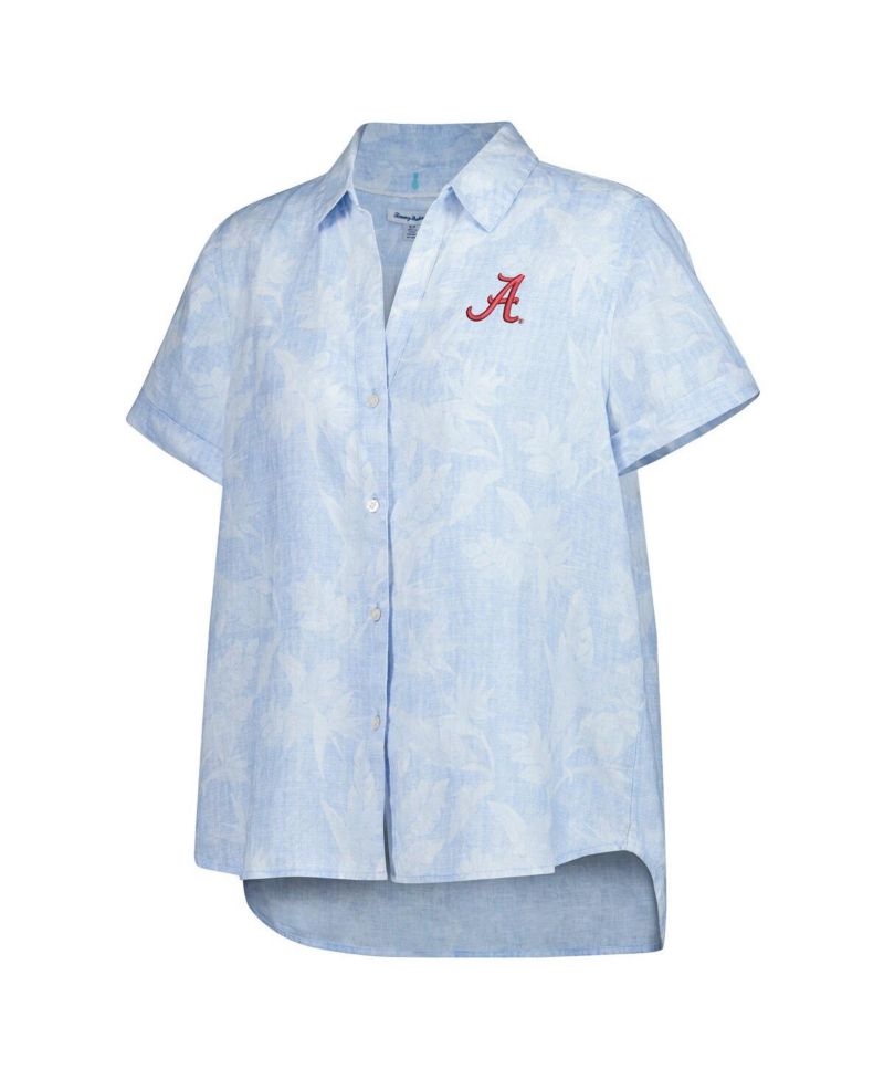 Women's Light Blue Alabama Crimson Tide Legacy Leaves Camp Button-Up Shirt