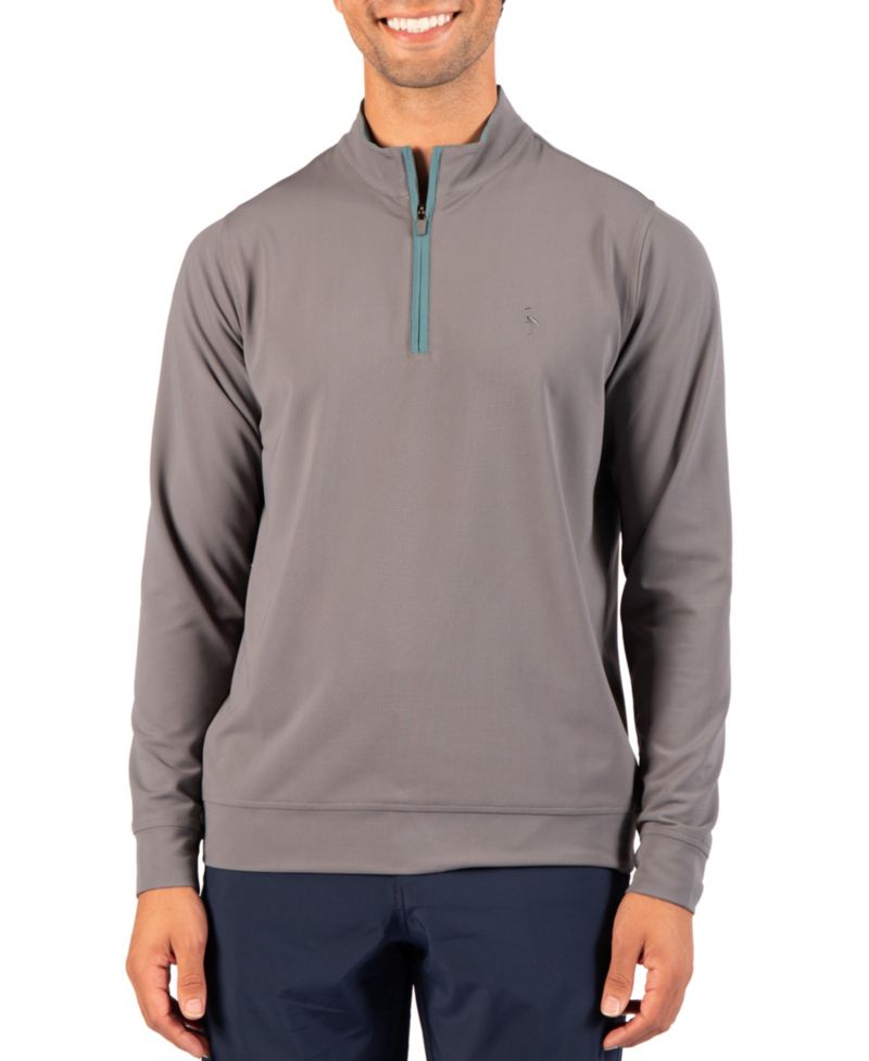 Men's Micro Grid Performance Quarter Zip with Contrast Pipping