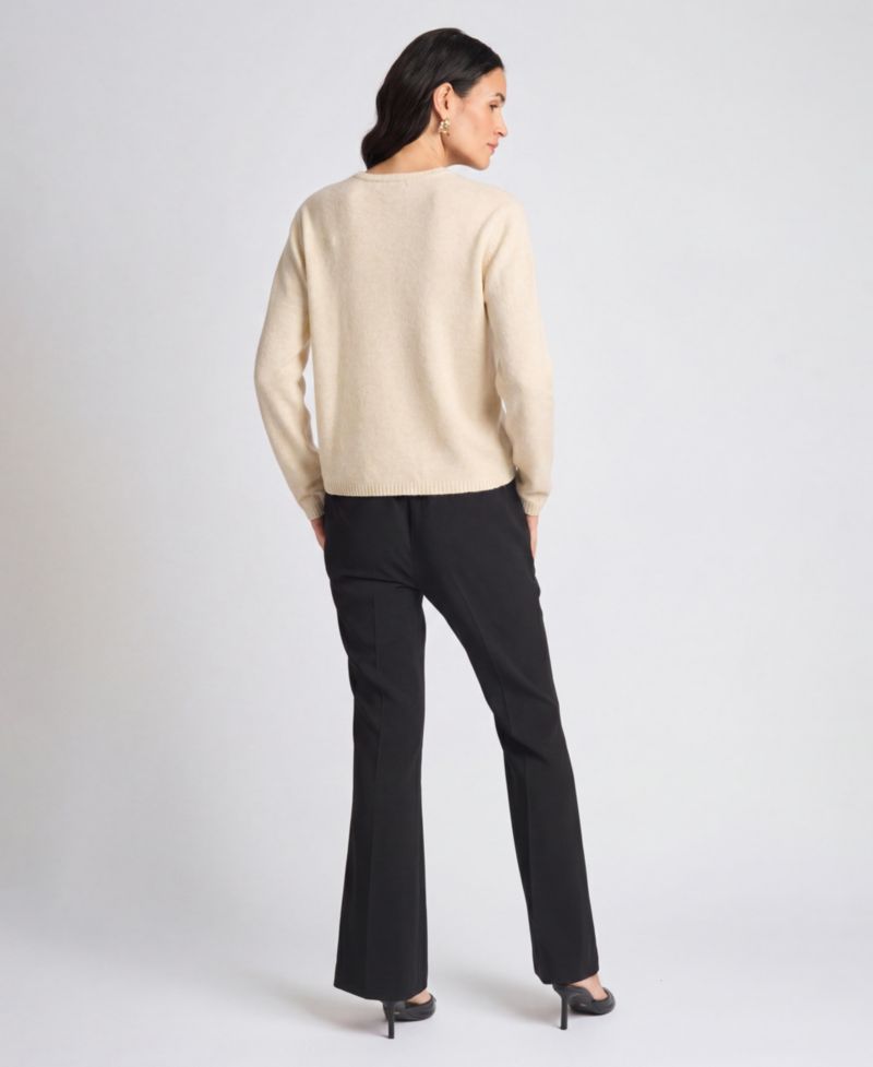 Women's Chenille Floral Embroidery Crewneck Sweater