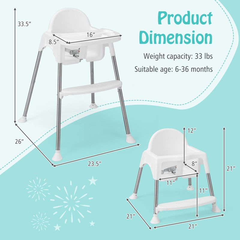 4-in-1 Convertible Baby High Chair with Removable Tray