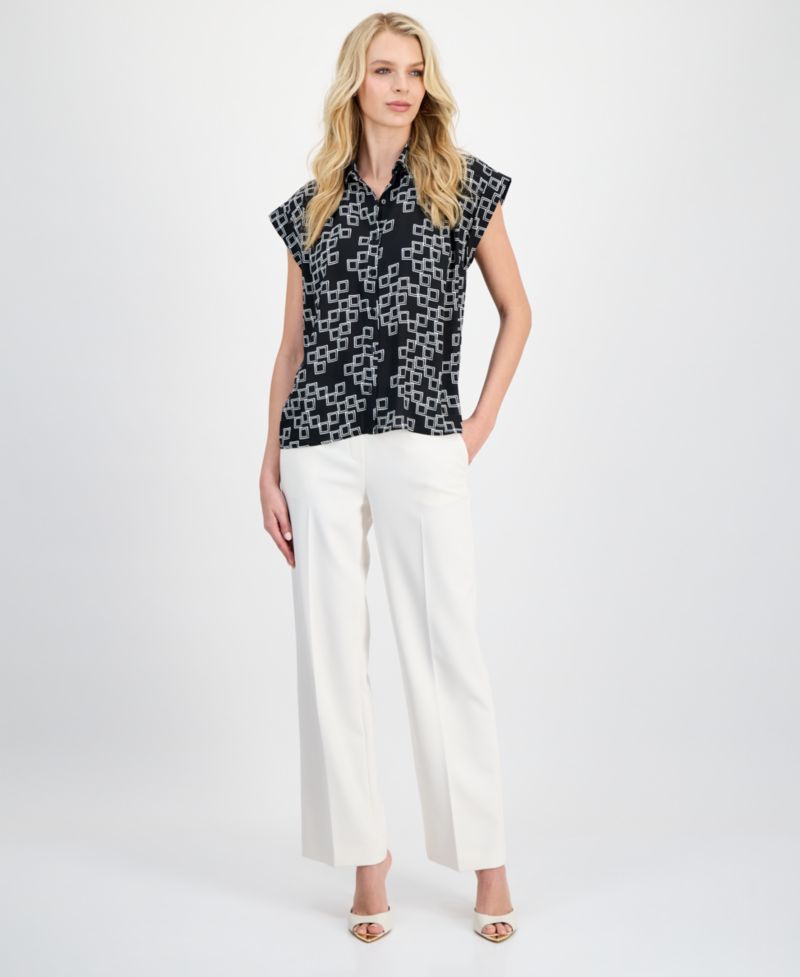 Women's Printed Point Collar Shirt