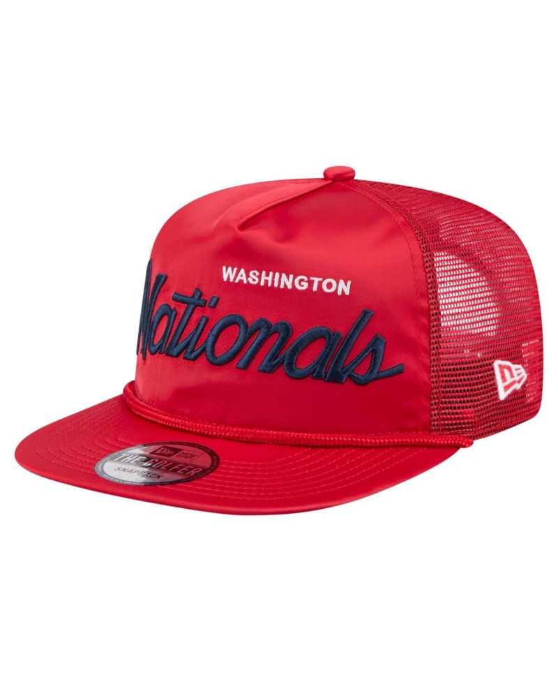 Men's Red Washington Nationals Retro Satin Script Golfer Adjustable Hat