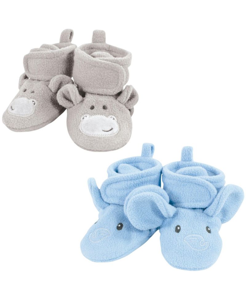 Baby Boys Hudson Dual Pack of Snug Animal Fleece Booties