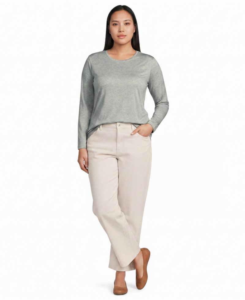 Plus Size Supima Cotton Long Sleeve Crewneck T-Shirt