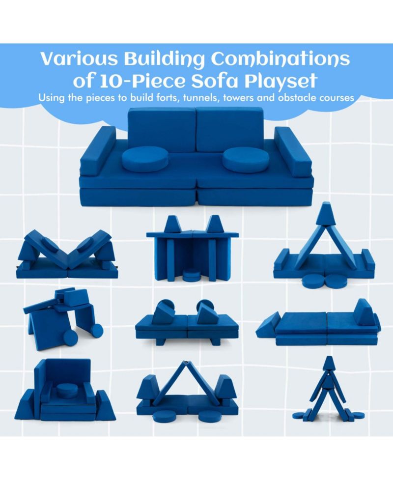 Kids Play Sofa Set Modular Convertible Foam Folding Couch Toddler