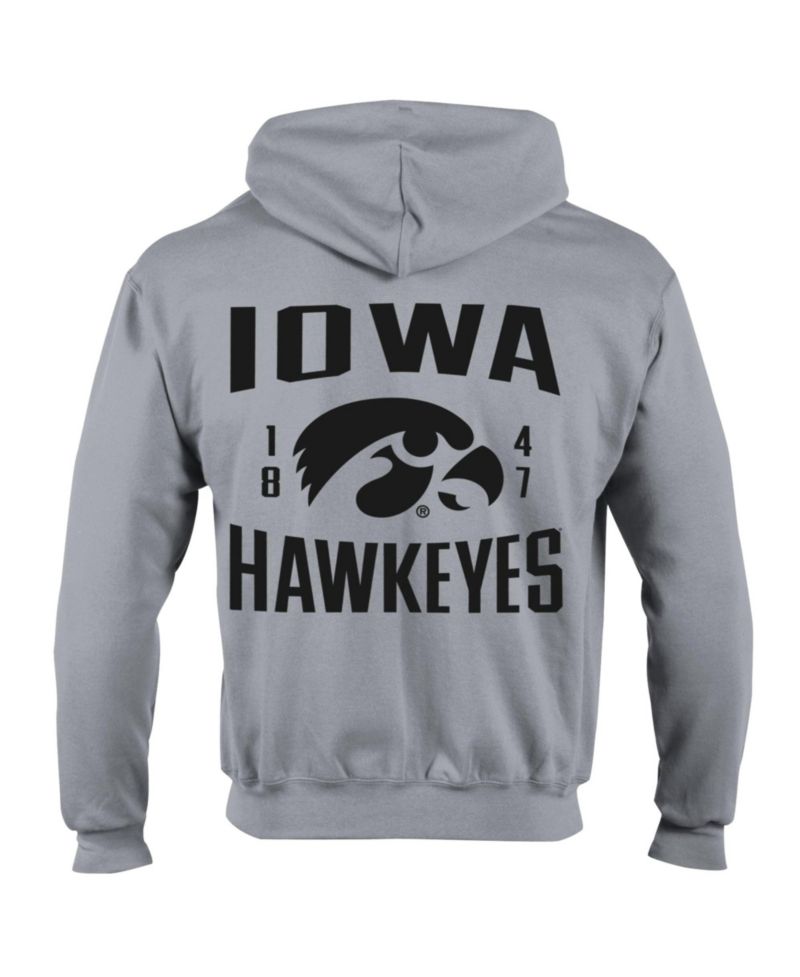 Men's Heather Gray Iowa Hawkeyes Varsity Powerblend Full-Zip Fleece Hoodie