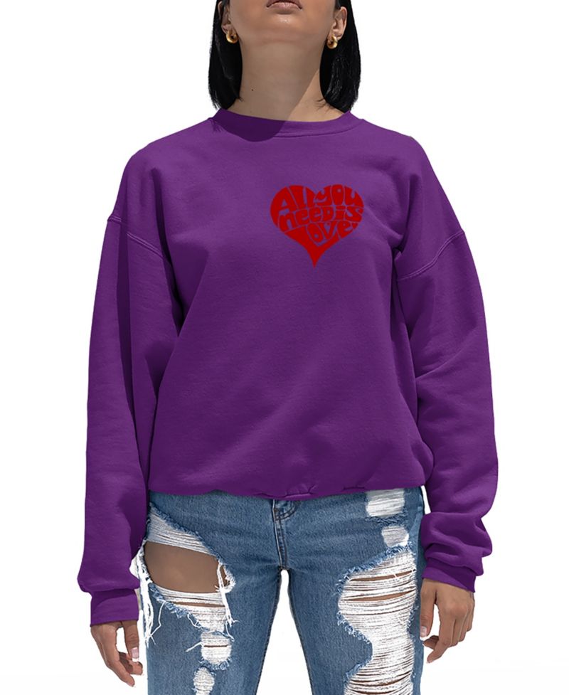 Women's All You Need is Love Word Art Crew Neck Sweatshirt