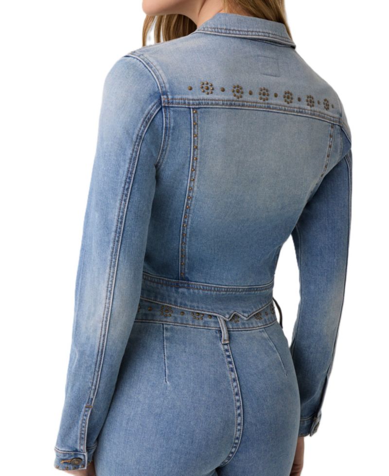 Women's Cropped Studded Denim Jacket