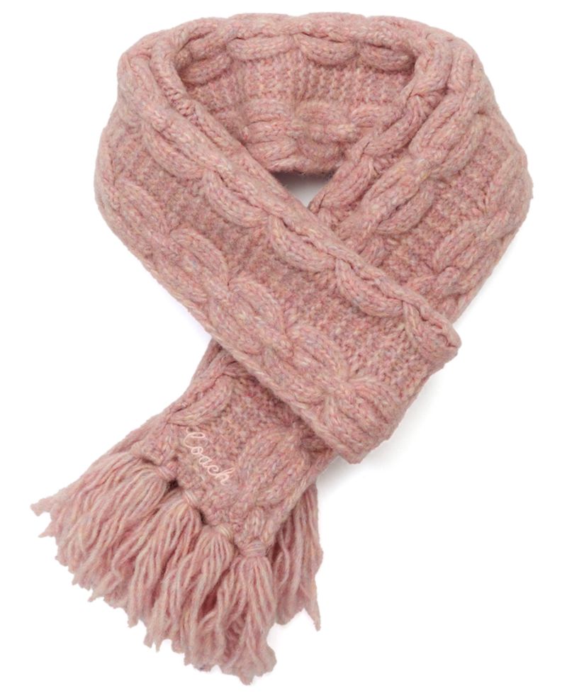 Chain Cable Knit Fringe Scarf