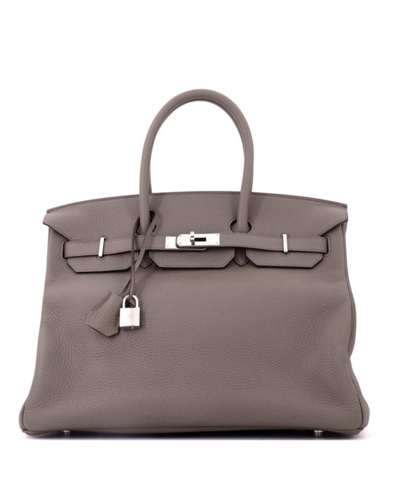 Pre-Owned Hermes Birkin 35 Handbag Grey Clemence with Palladium Hardware