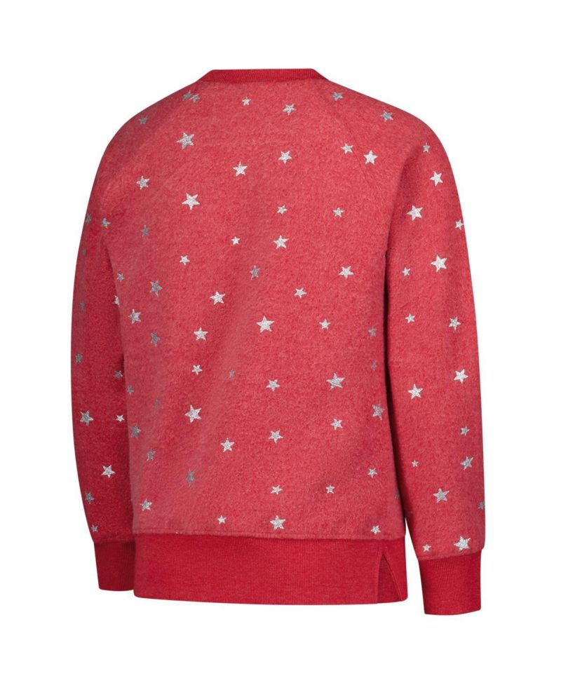 Big Girls Crimson Oklahoma Sooners Shimmer Star Reverse Sweatshirt