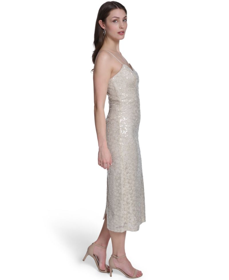 Women's Spaghetti Strap V-Neck Midi Dress
