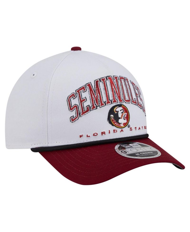 Men's White/Garnet Florida State Seminoles Arch Two-Tone Rope 9FORTY A-Frame M-Crown Adjustable Hat