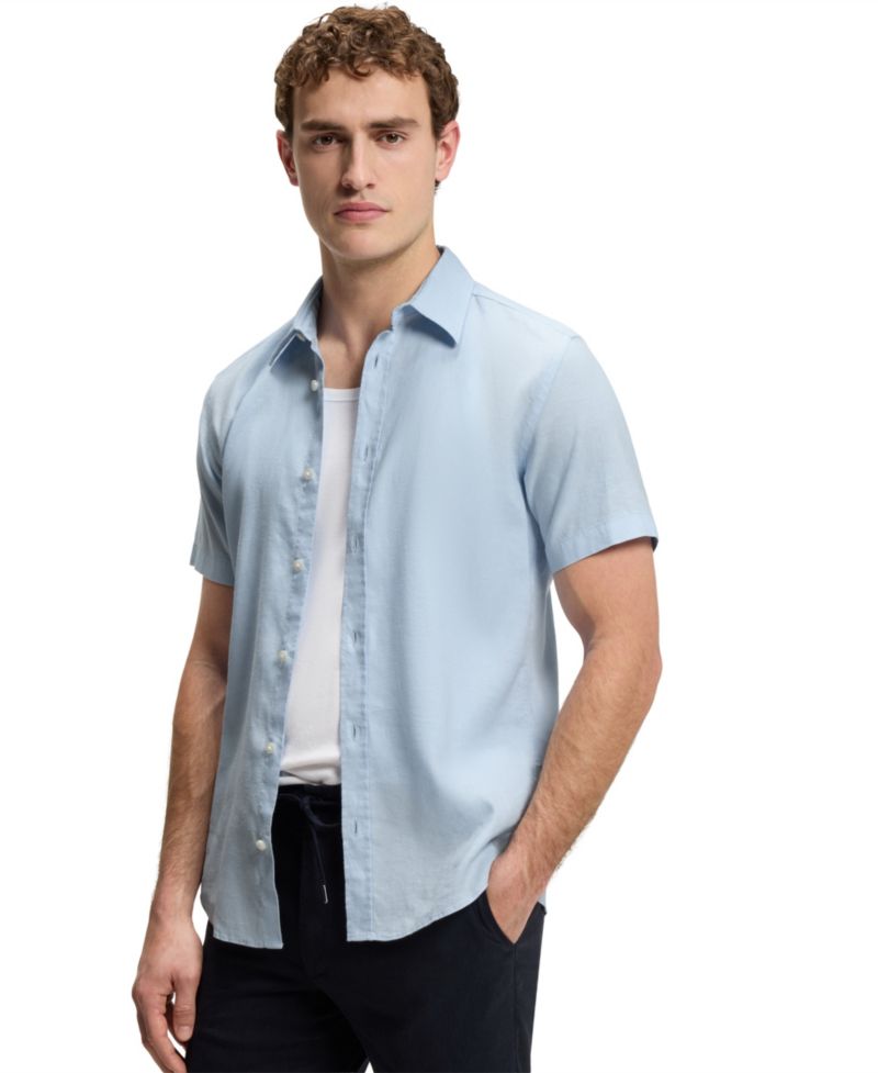 BOSS by Men's Stretch Linen Slim-Fit Shirt