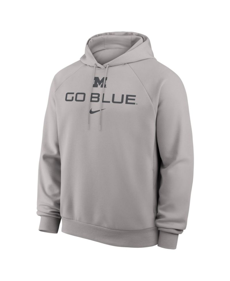 Men's Gray Michigan Wolverines Premium Performance Raglan Dri-FIT Hoodie