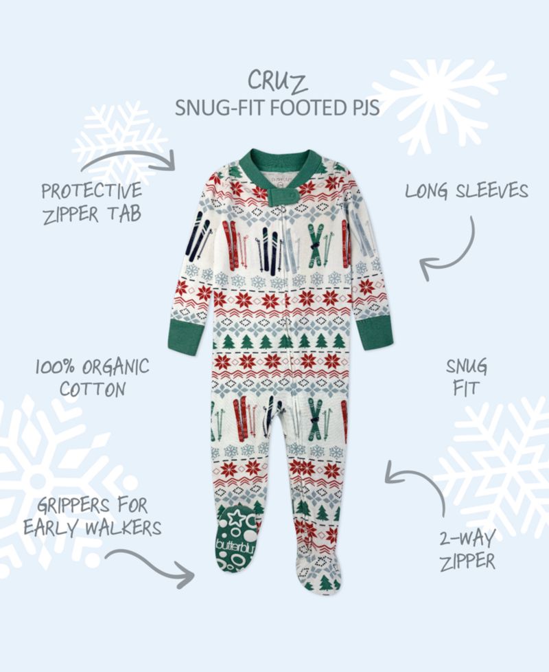 Baby Boys' and Baby Girls' Festive Holiday Print Footed Pajama