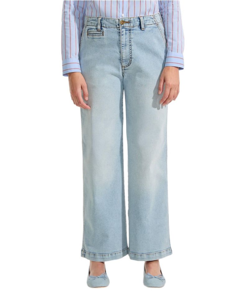 Petite Recover Denim Mid Rise Wide Leg Ankle Jeans
