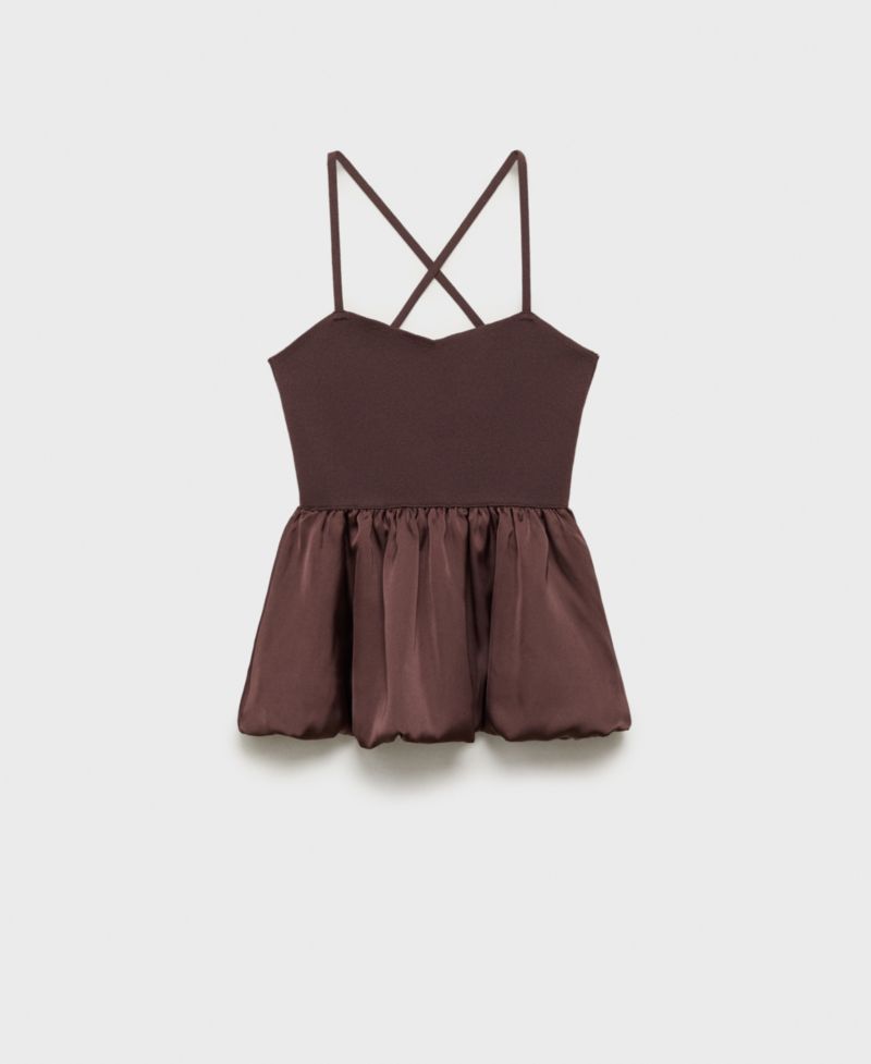Women's Crossed Back Combined Fabric Top