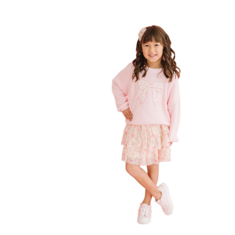 Baby Girls Ditsy Floral Bow Knit Sweater