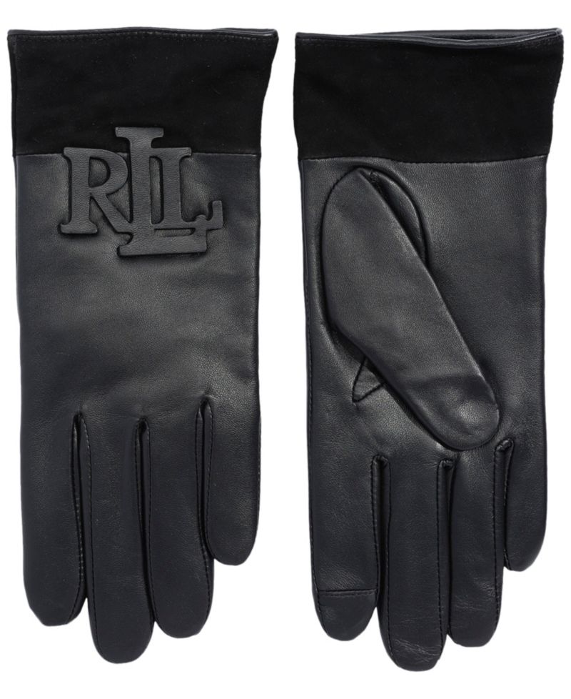Raised Logo Leather Touch Gloves