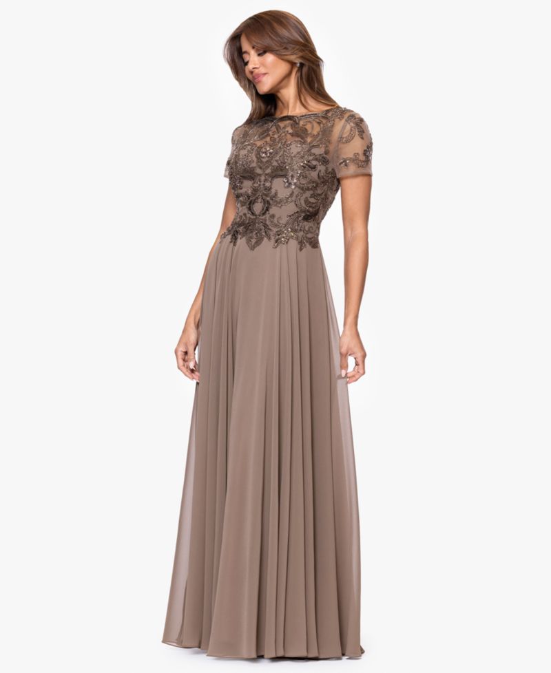 petite Boat Neck Beaded Dress