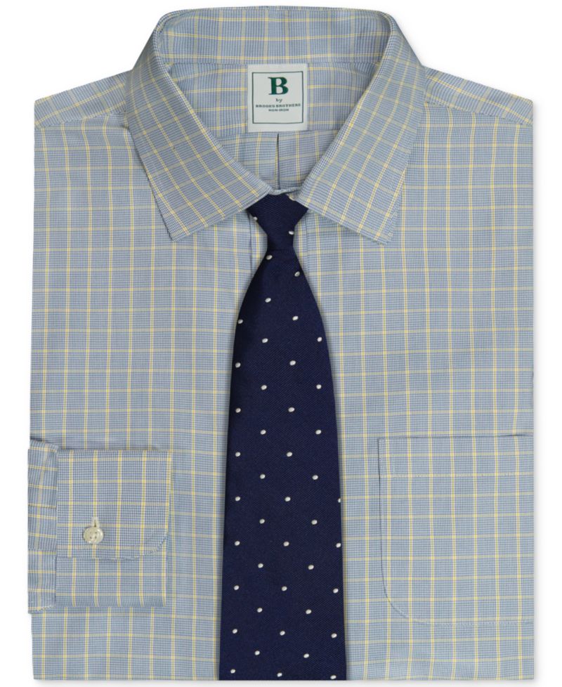 Men's Regular-Fit Navy Check Dress Shirt