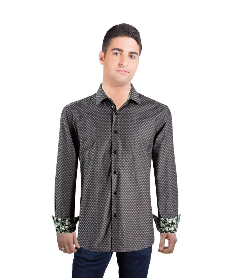 Men's Slim Fit Jacquard Dot Button-Down Shirt