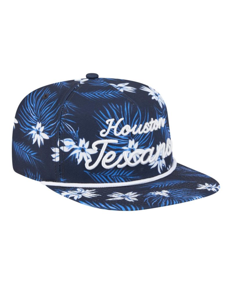 Men's Navy Houston Texans Palm Print A-Frame 9FIFTY Snapback Hat